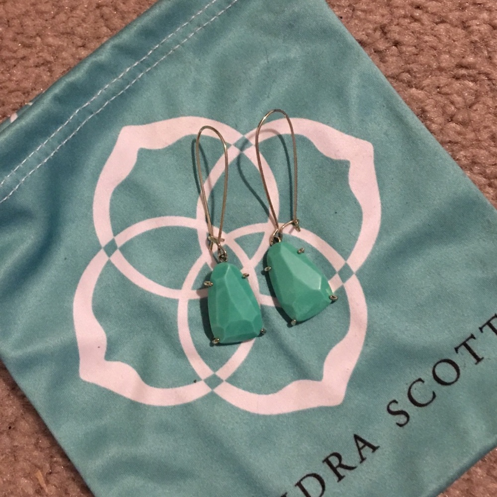 Kendra Scott earrings, Nancy, Green/Seafoam & Gold